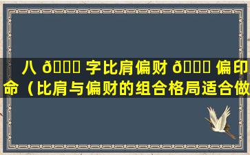 八 🍀 字比肩偏财 🐕 偏印男命（比肩与偏财的组合格局适合做什么）